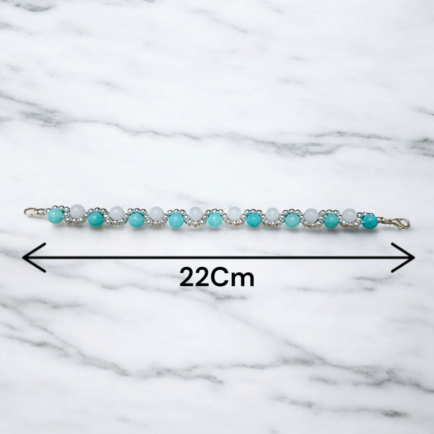 White Agate and Blue Chalcedony Bracelet | Lab Certified Genuine White Agate and Coconut Chalcedony Bracelet