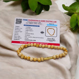 White Gunja Bracelet made from natural white Ratti beads with a secure screw lock design, Lab Certified for authenticity.