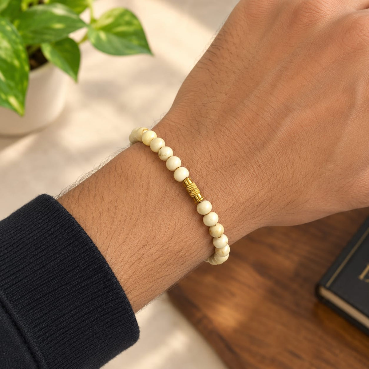 White Gunja Mala and Bracelet Combo Lab Certified for Spiritual Puja Rituals and Meditation