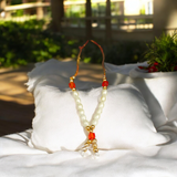White Moti Mala for Laddu Gopal, Small Beads Garland for deity decoration, spiritual accessory.
