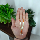 White Moti Mala for Laddu Gopal, Small Beads Garland for deity decoration, spiritual accessory.