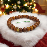 White Sandalwood (Safed Chandan) Bracelet with natural 8MM beads, lab certified, stretchable design, promoting peace, focus, and spiritual growth.