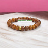 White Sandalwood (Safed Chandan) Bracelet with natural 8MM beads, lab certified, stretchable design, promoting peace, focus, and spiritual growth.