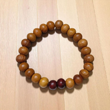 White and Red Sandalwood Beads Bracelet, 8mm Beads on Stretchable Thread, Lab Certified Spiritual Bracelet