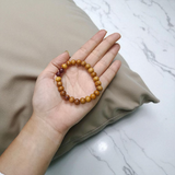 White and Red Sandalwood Beads Bracelet, 8mm Beads on Stretchable Thread, Lab Certified Spiritual Bracelet