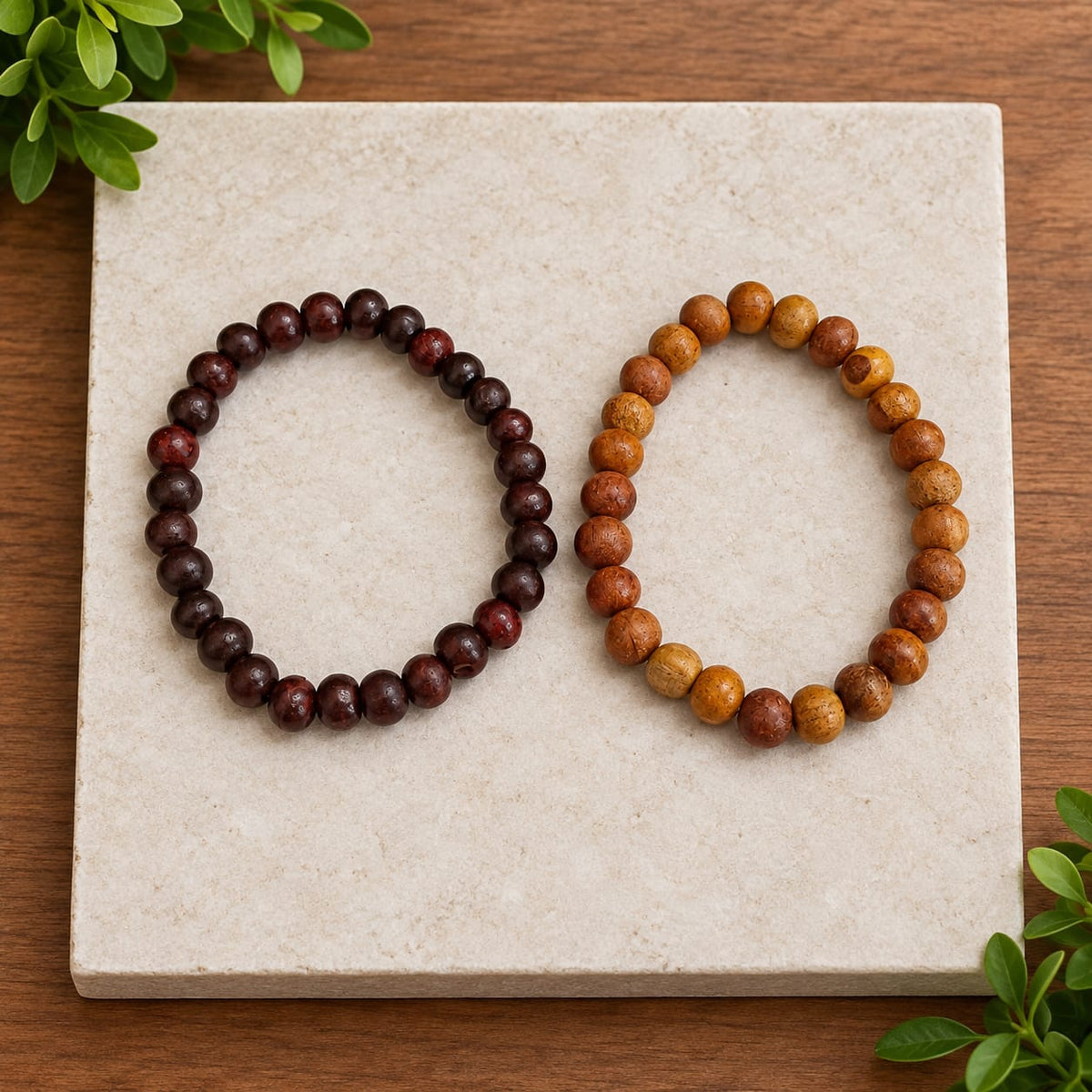 White and Red Sandalwood Bracelet Combo 8MM Lab Certified for Meditation and Daily Wear