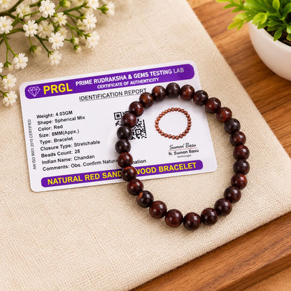 White and Red Sandalwood Bracelet Combo 8MM Lab Certified for Meditation and Daily Wear