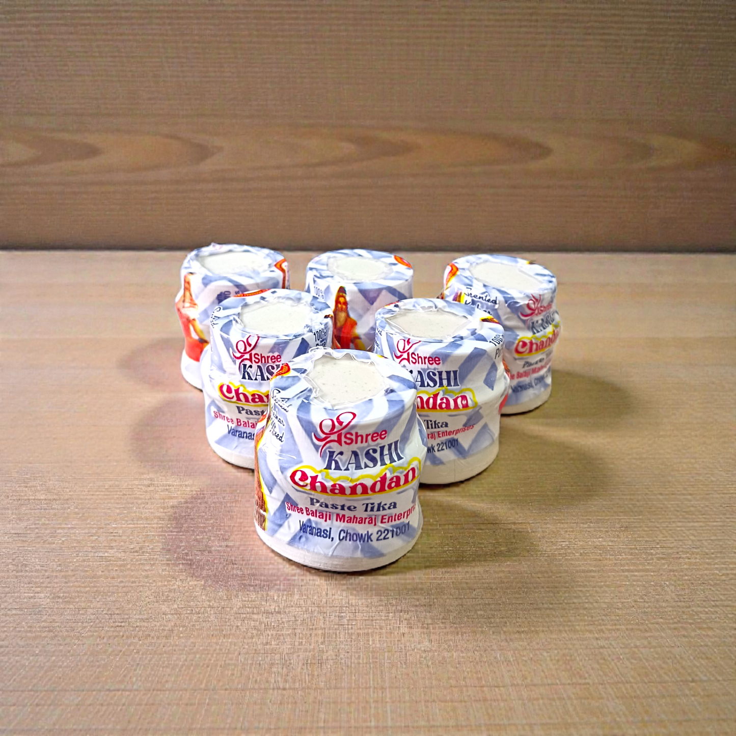 White chandan paste tika container used for tilak and religious rituals