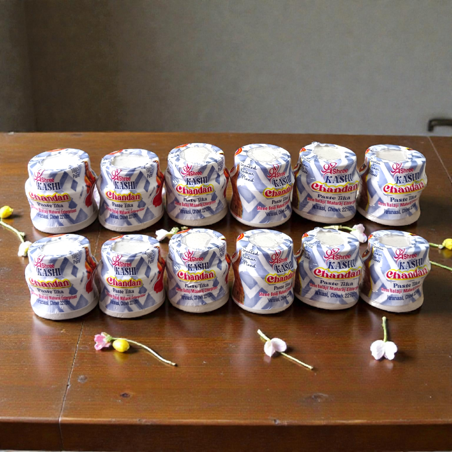 White chandan paste tika container used for tilak and religious rituals