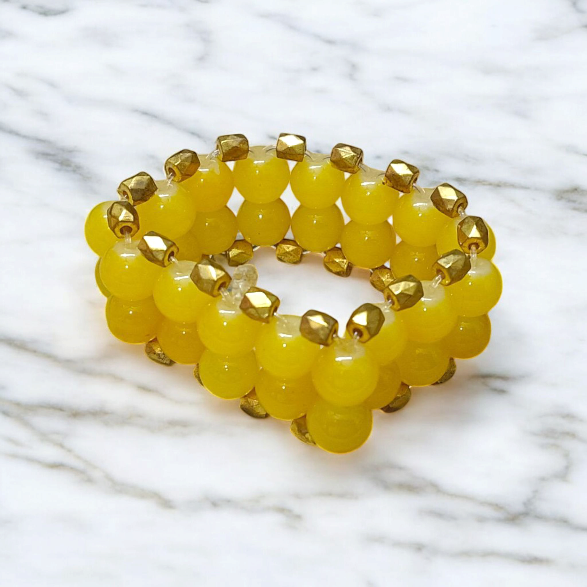 Yellow Agate Bracelet | 8mm Beads Stretchable Bracelet | Lab Certified