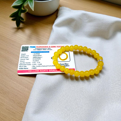 Yellow Agate Bracelet | Lab Certified Yellow Hakik Bracelet - A stylish and spiritual bracelet made from Yellow Agate, designed to enhance self-confidence and emotional balance