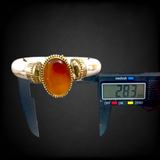 Yellow Agate Bracelet with Antique Finish, Yellow Hakik, Lab Certified, for emotional healing and self-confidence.