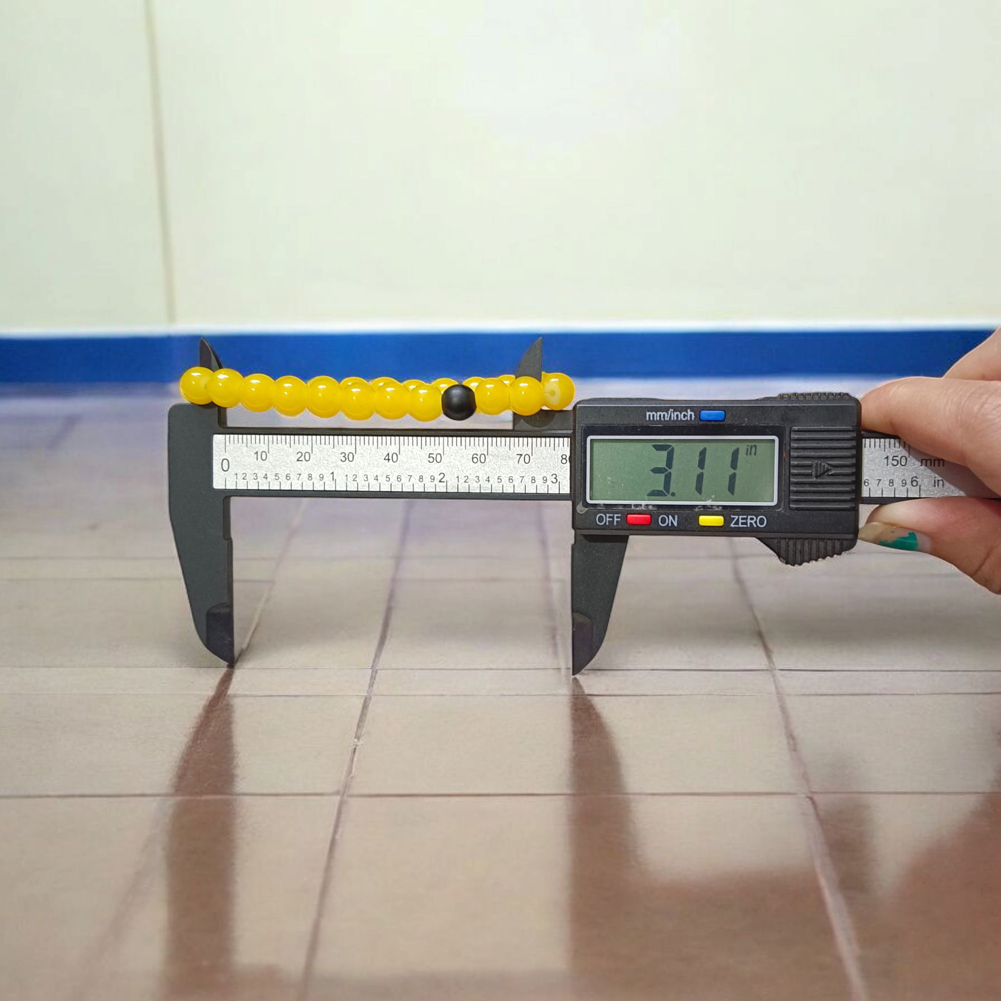 Yellow Agate (Hakik) & Ebony Wood Bracelet with 8mm Natural Beads – Stretchable & Lab Certified Spiritual Healing Jewelry