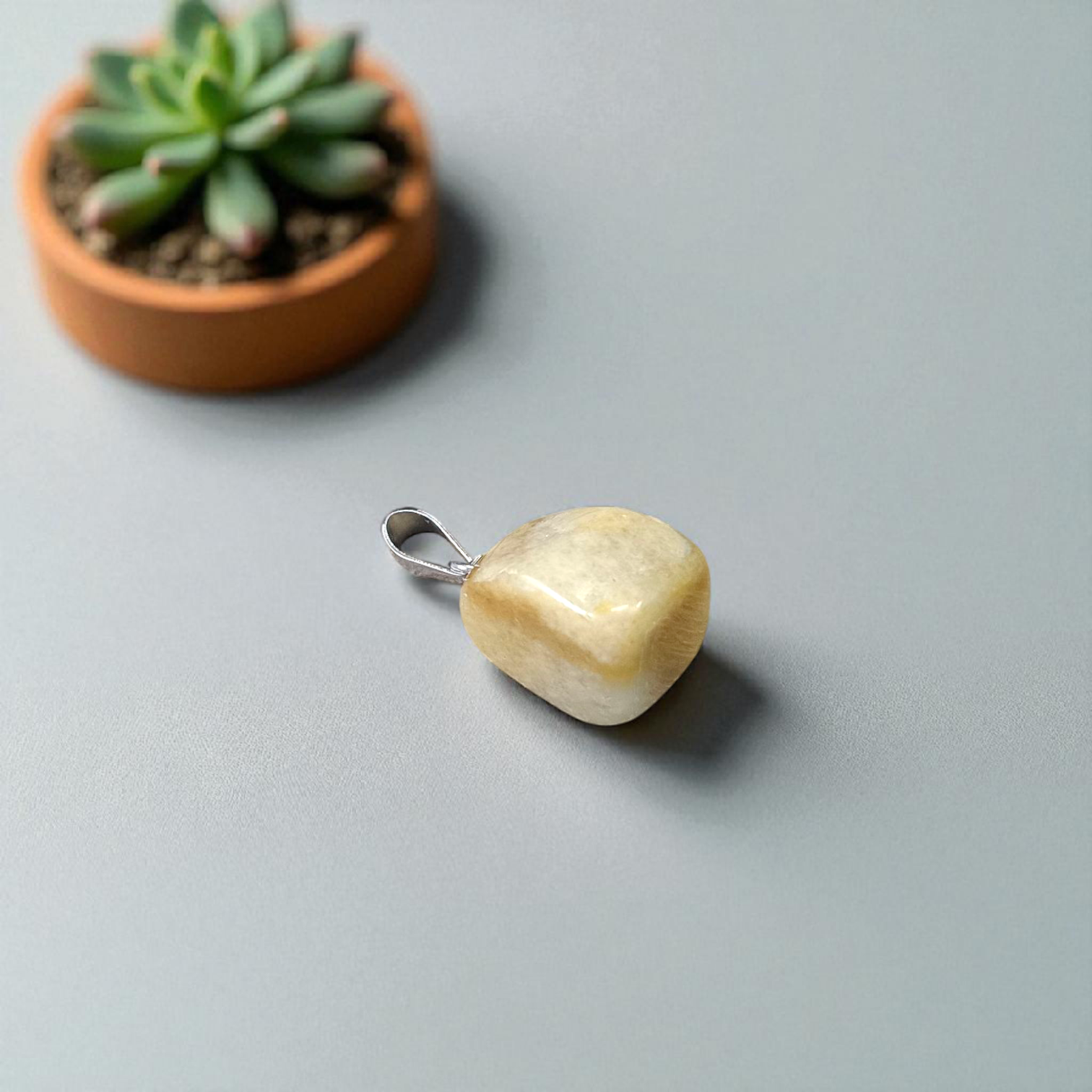 Yellow Aventurine Pendent with Chain - Lab Certified Spiritual Gemstone for Daily Wear by Men & Women