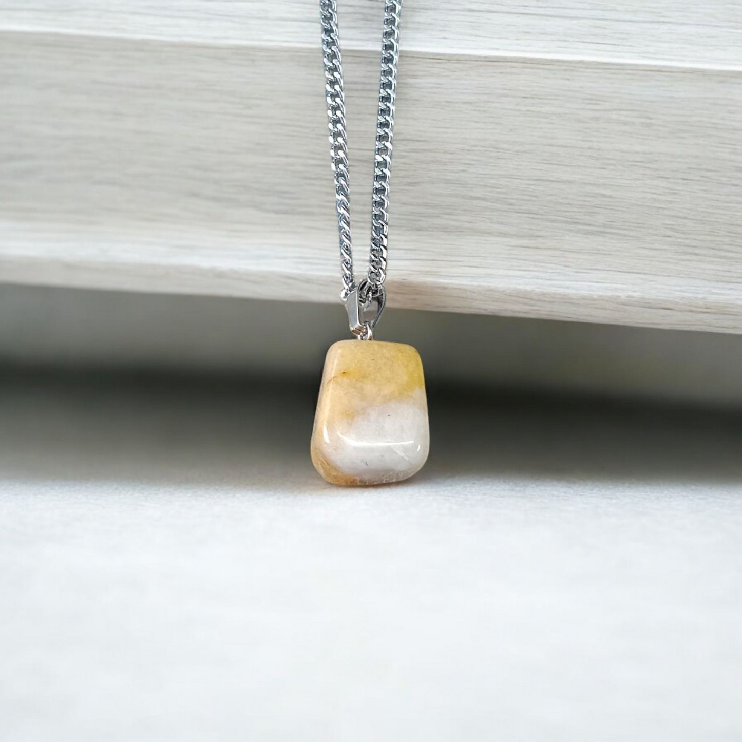 Yellow Aventurine Pendent with Chain - Lab Certified Spiritual Gemstone for Daily Wear by Men & Women