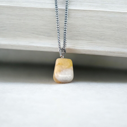 Yellow Aventurine Pendent with Chain - Lab Certified Spiritual Gemstone for Daily Wear by Men & Women