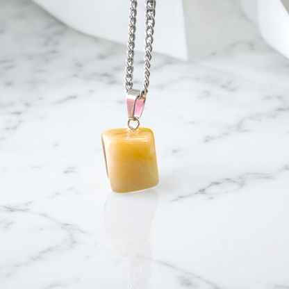 Yellow Aventurine Pendent with Chain - Lab Certified Spiritual Gemstone for Daily Wear by Men & Women