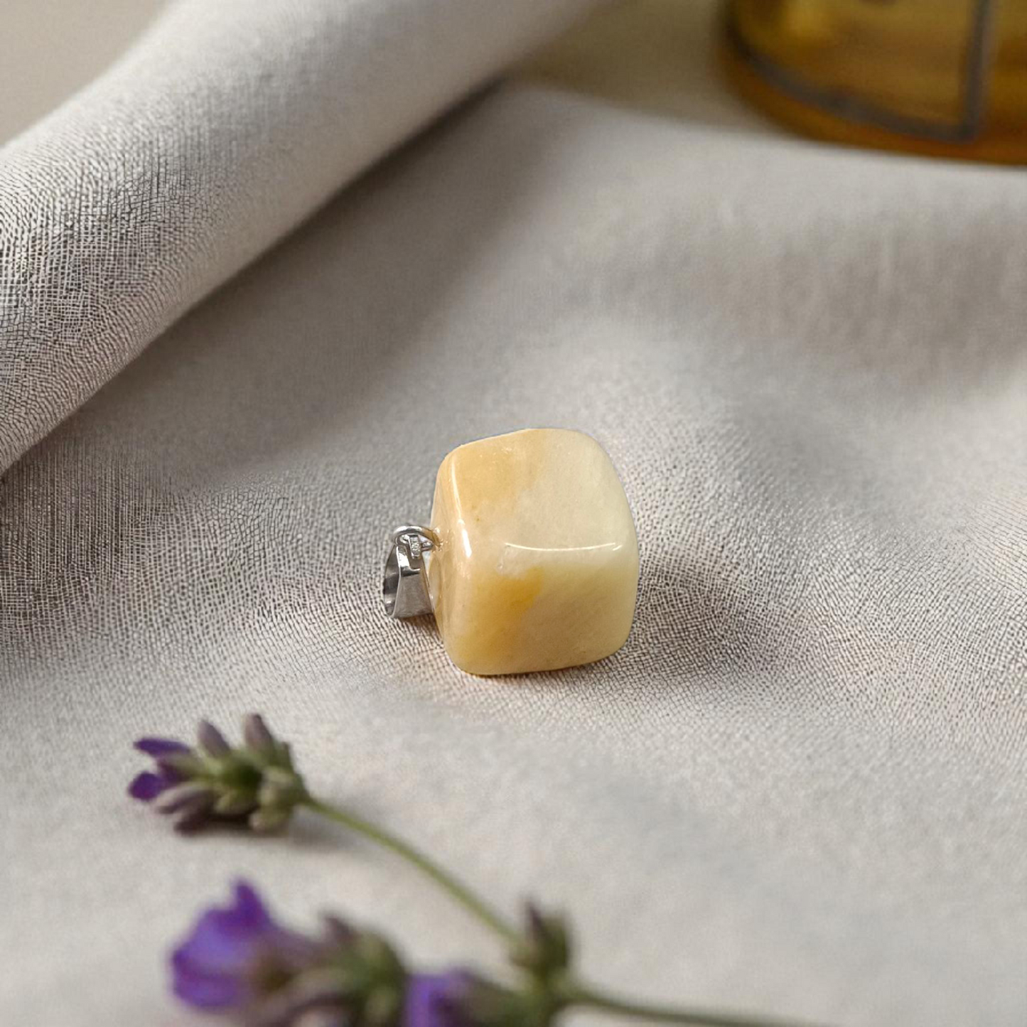 Yellow Aventurine Pendent with Chain - Lab Certified Spiritual Gemstone for Daily Wear by Men & Women