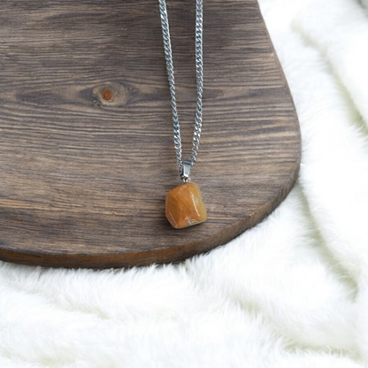 Yellow Aventurine Pendent with Chain - Lab Certified Spiritual Gemstone for Daily Wear by Men & Women