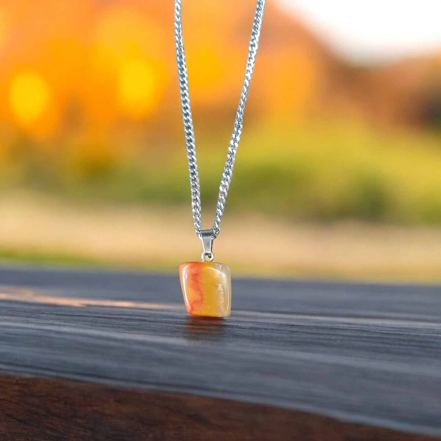 Yellow Aventurine Pendent with Chain - Lab Certified Spiritual Gemstone for Daily Wear by Men & Women