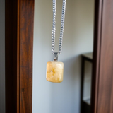 Yellow Aventurine Pendent with Chain - Lab Certified Spiritual Gemstone for Daily Wear by Men & Women