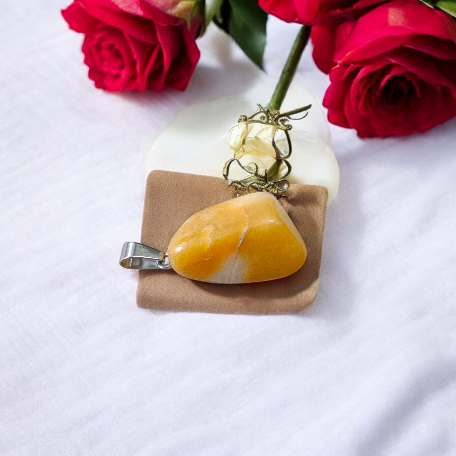 Yellow Aventurine Pendent with Chain - Lab Certified Spiritual Gemstone for Daily Wear by Men & Women