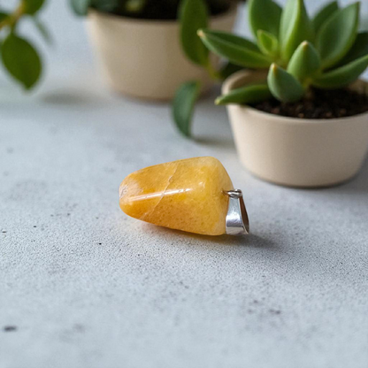 Yellow Aventurine Pendent with Chain - Lab Certified Spiritual Gemstone for Daily Wear by Men & Women