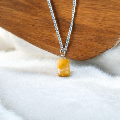 Yellow Aventurine Pendent with Chain - Lab Certified Spiritual Gemstone for Daily Wear by Men & Women