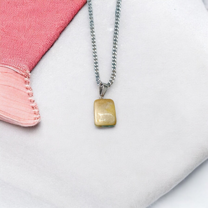 Yellow Aventurine Pendent with Chain - Lab Certified Spiritual Gemstone for Daily Wear by Men & Women