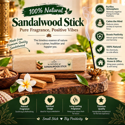 Image of Original Sandalwood Scented Processed Mysore Chandan Sticks, showing the natural texture and purity of the incense sticks
