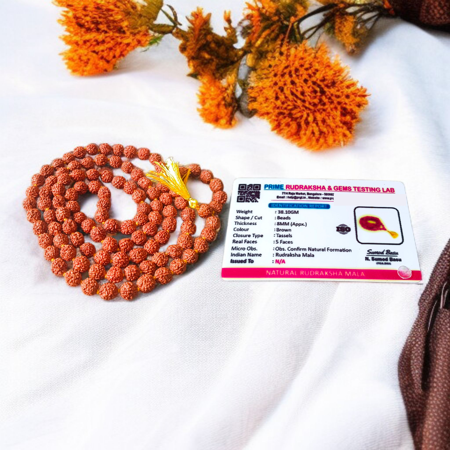 mage showing a Combo of 4 Jaap Malas (Rudraksha, Sphatik, Red &amp; White Chandan) placed neatly with 108+1 beads in each, ideal for meditation and chanting